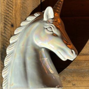 Iridescent Unicorn Head Sculpture piggy bank
